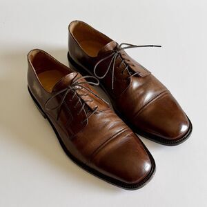 J.Murphy Johnston & Murphy Novick Brown Cap Toe Leather Dress Shoes Mens Size 9M